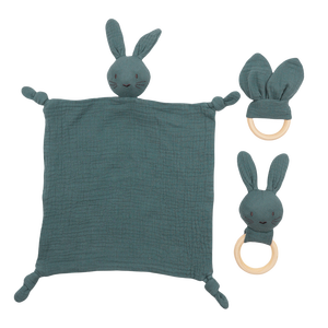 Ensemble de crochet pour nouveau-né en coton, hochet mignon en forme d'animal, pompon, attache-sucette, hochet en bois pour bébé - Product Image 3