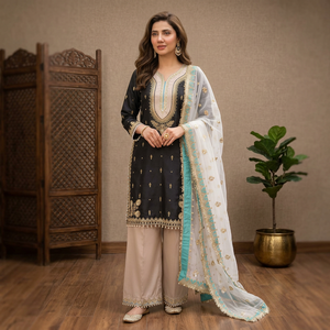 New Designer <b>Wedding</b> Wear Heavy Exclusive Embrodairy Work 3 Pis Outfit - Product Image 1