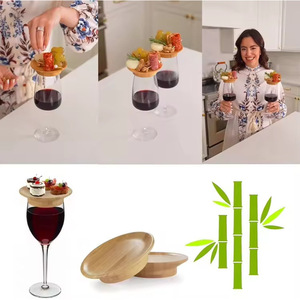 Couvre-verres à vin en bambou pour plateaux à snacks, style rustique écologique, lot de 4 - Product Image 4