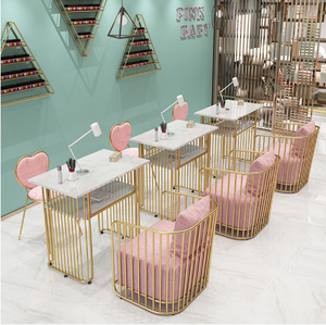 Modern Durable Commercial <b>Nail</b> Studio <b>Table</b> and Chair Set with Aluminum Metal Manicure <b>Table</b> - Product Image 2