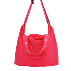Custom Large Sandfree Tote Bag Portable Mesh Folding Beach Shoulder Bag Fashion Candy Color Toys Collection Bag