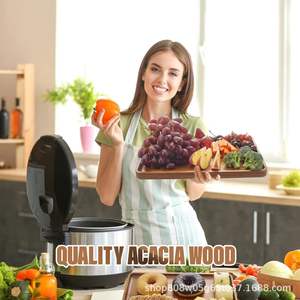 ถาดเสิร์ฟไม้กระถินณรงค์คุณภาพสูง สีธรรมชาติ ไม้เนื้อแข็ง สำหรับโรงแรม ชา กาแฟ ปาร์ตี้ ของหวาน ผลไม้ - Product Image 1