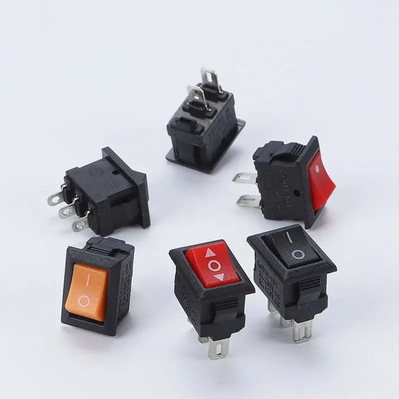 ON OFF Rocker Switch LED illuminated Mini Black Red Blue 3A 250V / 6A 125V 3 Pin Boat Circular Switch 15MM