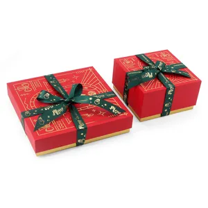 कस्टम शानदार क्रिसमस सजावट कठोर कागज बॉक्स पैकेजिंग सुंदर क्रिसमस उपहार पैकिंग बॉक्स