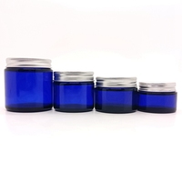 Pot en verre écologique personnalisé pour crème contour des yeux, prix avantageux, 30g 50g 100g 120g, bleu, différents couvercles