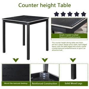 5 Piece Modern Counter Height Dining <b>Table</b> Set with MDF <b>Square</b> <b>Table</b> 4 Upholstered Chairs Crystal Decor Durable & Eco-Friendly - Product Image 5