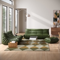 Canapé paresseux Atunus, style minimaliste moderne, pour salon, ensemble de meubles, base en cuir imperméable, couleur vert chenille