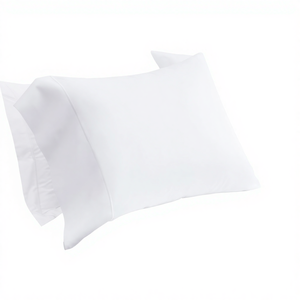Parure de lit blanche 100% coton avec taies d'oreiller 200TC, douce, respirante, teinte unie, qualité hôtelière - Product Image 2