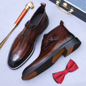 Botas de Invierno-Primavera para Hombre, de Cuero Resistente, con Forro Grueso, Hebillas y Detalles de Cuero Utilitario - Product Image 2