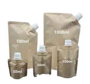 15/20/30/50/250/500 ml Spouted Pouches, Cosmetic Stand Up Spout Pouch, Small Refillable Travel Subpackage Spout Pouch Packaging