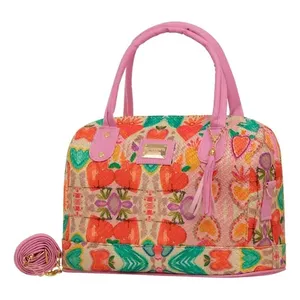 Bolso Tote de Yute para Mujer Fana Dariana, Tamaño Mediano, Cierre de Cremallera, Bolso de Compras para Uso Diario, Asas Rosadas Veganas - Product Image 3