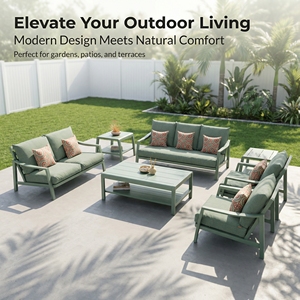 <span class=keywords><strong>Set</strong></span> Divano da Esterno a 4 Pezzi in Alluminio Moderno e Resistente per Patio, Giardino, <span class=keywords><strong>Balcone</strong></span>, Soggiorno e Conversazione nel Cortile - Product Image 2