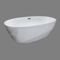 Baignoire autoportante ovale moderne de luxe Zevana modèle 7103 en acrylique blanc pour adulte, bain à remous 1 personne, avec drain portable