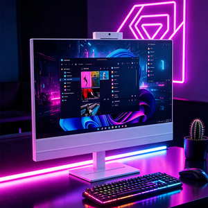 Nouveau <span class=keywords><strong>PC</strong></span> Tout-en-un <span class=keywords><strong>Incurvé</strong></span> 24 Pouces 2026 en Promotion – Core i7, 16 Go de RAM, SSD 512 Go – Ordinateur de Bureau Monobloc Gaming avec Ports USB pour Gamers - Product Image 1