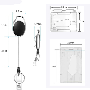 Porte-badge ovale noir à double usage Porte-<span class=keywords><strong>carte</strong></span> d'identité en plastique dur avec double face pour 2 cartes Caractéristiques horizontales et verticales - Product Image 4