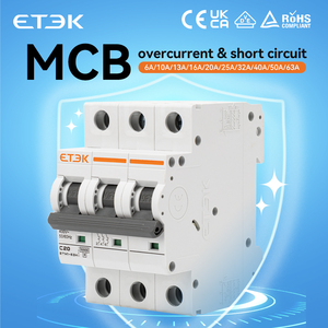 Disjoncteur miniature ETEK 6kA 1-63A 230V Courbe C 3P avec protection contre les surcharges/surtensions IEC60898-1 CE ISO9001 Rail ETM1-63H - Product Image 4