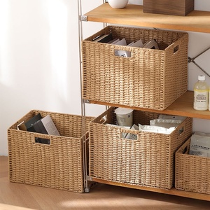 Panier de rangement rectangulaire <span class=keywords><strong>tressé</strong></span> à la main <span class=keywords><strong>en</strong></span> corde de papier pour la maison - Product Image 5