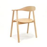 Chaise de salle à manger en bois massif nordique avec accoudoirs en corne de vache, dossier incurvé, fauteuil en bois pour salle à manger, restaurant, café