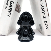 Prix réduit : Sculpture en obsidienne de 9 cm, motif Dieu de la Mort, en cristal naturel poli, objet artisanal pour décoration d'Halloween