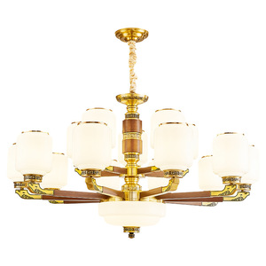Chinese Style Chandelier Solid Wood Led Multi Head Living Room Lighting Round <b>Ceiling</b> <b>Light</b> Home Decor - Product Image 2
