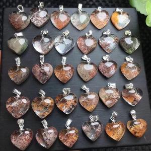 天然 水晶 クリスタル ジュエリー 宝石 ネックレス S925 シルバー ガーデンクォーツ ハート チャーム ペンダント - Product Image 2