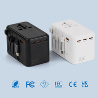 Pengisi daya cepat steker daya Global, Adaptor perjalanan Universal multifungsi 100W/70W/35W/25W GaN untuk negara berbeda