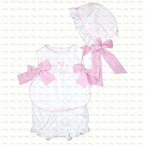 Conjunto de Top y Braguitas para Niñas Pequeñas, Conjunto de Gorro de Gingham Tejido, Conjuntos de Ropa de Verano para Bebés - Product Image 2