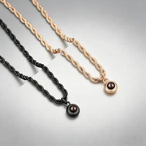 Collier unisexe personnalisé en acier inoxydable avec chaîne en bambou, style européen et américain, pour le marché transfrontalier - Product Image 2