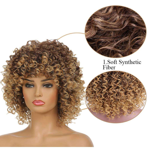 Peluca de fibra química rizada corta marrón elegante <span class=keywords><strong>para</strong></span> mujer de 15 pulgadas con alambre de alta temperatura de <span class=keywords><strong>redecilla</strong></span> rosa <span class=keywords><strong>para</strong></span> cualquier ocasión - Product Image 5