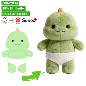 Peluche Dinosauro Verde Personalizzato, Giocattolo Morbido e Confortevole per Bambini, Produttore di Animali di Peluche CPC, Divertenti Peluche Ricamati con Pannolini - Product Image 1