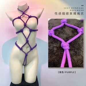 Body sexy para mujer, entrepierna abierta, lencería erótica transparente de manga larga, conjunto de malla rojo con cuerda para bondage SM. - Product Image 2