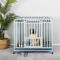 Cage à chat pliable de luxe en gros, moderne, en métal, avec revêtement en poudre, motif solide, respirante, fermeture coulissante horizontale