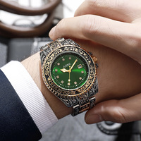 Montre homme gravée vintage best-seller, bracelet acier bicolore, cadran rond, fonction date, montre quartz
