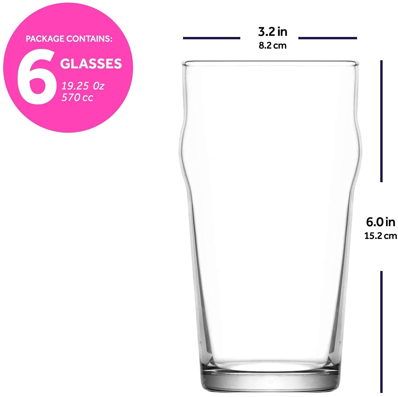 Pint Glasses Set of 6 Pilsner Beer Glasses Set 19 Oz Craft Beer Drinking Glasses