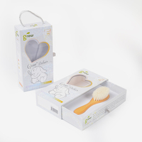 Boîte de présentation coulissante personnalisée en carton gaufré pour peigne à bébé, avec fenêtre torsadée, emballage en papier recyclable