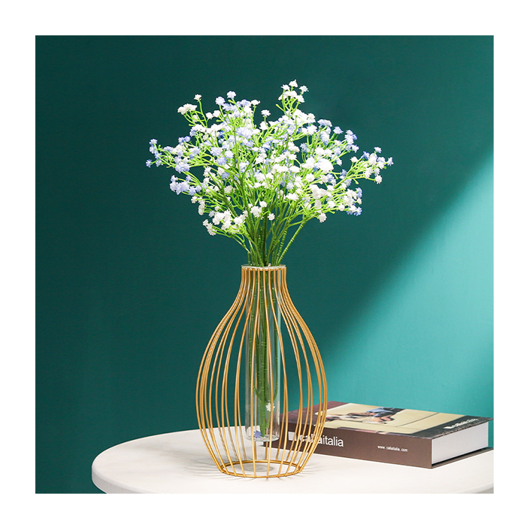 Металлические вазы в нордическом минималистическом стиле, Современная Центральная ваза со стеклом для цветов, креативный домашний декор