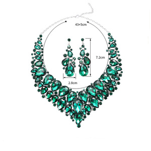Conjunto de Collar y Pendientes de Cristal Rojo con Diseño Exagerado Europeo y Americano, Joyería de Aleación para Novia, Boda, Mujer - Product Image 3