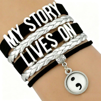 Bracelets en cuir sur le thème du point-virgule, mon histoire vit sur elle-même, mon histoire n'est pas encore terminée, santé mentale, suicide, dépression, sensibilisation