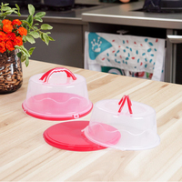 Haixing – serveur de gâteaux ronds en plastique transparent, boîte à gâteaux avec poignée