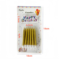 Vente chaude 6 pièces crayon forme gâteau d'anniversaire décoration bougie mince longue paillettes pour nouvel an fêtes de pâques cire de paraffine
