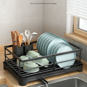 Moderno metallo Multi-Purpose Organizer cucina Over-lavello stendino piatto con deposito di scarico per piatti utensili - Product Image 4