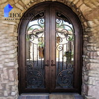 Luxe Royal Chinois Top Marque Français Extérieur Double Verre Portes En Fer Forgé Porte D'entrée Extérieure