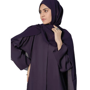 Stock prêt d'abaya musulmane en sergé de qualité supérieure pour femmes avec robe intérieure modeste Abaya islamique modeste de pleine longueur vente en gros - Product Image 2