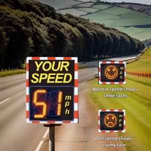Señal de tráfico Led de marca KIMKE de letreros de velocidad de radar con pantalla LED de alto brillo Señal de velocidad con energía solar - Product Image 1
