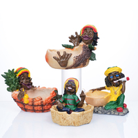 Cenicero Creativo de Resina con Diseño de Cigarro Rasta Jamaicano, Cenicero Portátil Redondo de Bolsillo