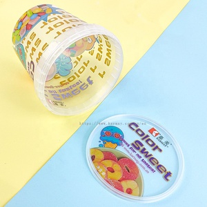 Food Grade <b>Material</b> of 16oz 500ml PP pots High Transparency Round Plastic pots for candy soft sweets Fondants packaging IML - Product Image 1