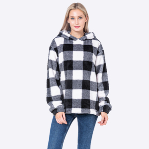 Tricoté Oem <span class=keywords><strong>Polaire</strong></span> Noir Blanc Plaid Plus Size Personnalisé Doux 2 Pièces Ensemble Loungewear Femmes Fabricant Ensembles - Product Image 4
