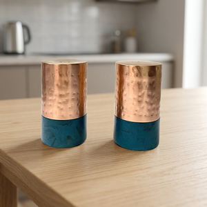 Salero y Pimentero de Acero Inoxidable y Resina con Acabado en Cobre, Diseño Moderno, para Hogar, Hotel, Utensilios de Mesa, Almacenamiento de Hierbas y Especias - Product Image 1