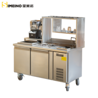 Stasiun Bar Koktail Desain Modern Fungsional Lengkap dari Baja Anti Karat dengan Kulkas dan Freezer 220-240V Merek Simeino untuk Bartender