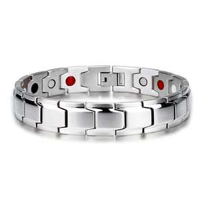 Pulsera Magnética Ajustable Unisex con Diseño Geométrico en Plata, Oro, Negro y Rojo, Regalo de Joyería WSL017 - Product Image 4